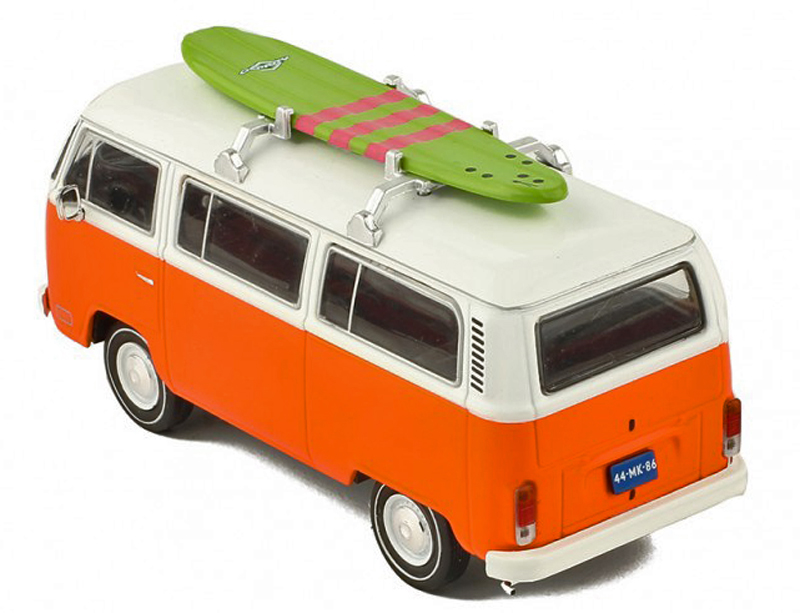 VW T2 Bus 1975 mit Surfbrett weiss / orange 1:43