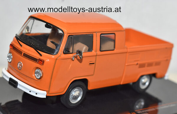 VW T2B DOKA Doppelkabine Pritschenwagen 1982 orange 1:43