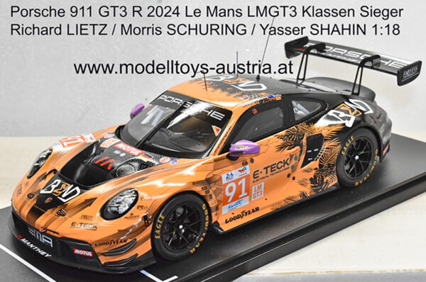 Porsche 911 GT3 R 2024 Le Mans LMGT3 Klassen Sieger Richard LIETZ / Morris SCHURING / Yasser SHAHIN 1:18