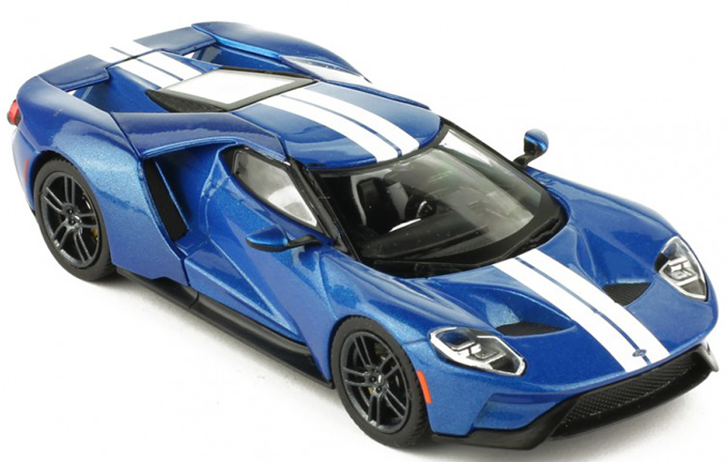 Ford GT Coupe 2017 blau mit weissen Streifen 1:43