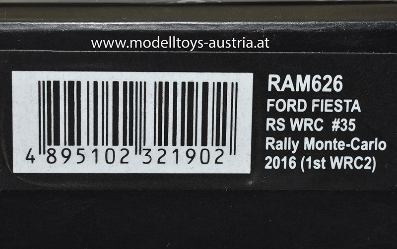 Ford Fiesta RS WRC 2016 Evans / Parry Rally Monte Carlo 1:43