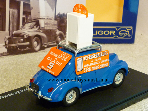 Renault 4CV 4 CV 1953 mit KÜHLSCHRANK blau 1:43