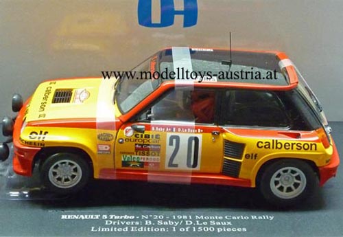 Renault 5 Turbo 1981 Rally Monte Carlo Bruno SABY / Daniel Le SAUX 1:18