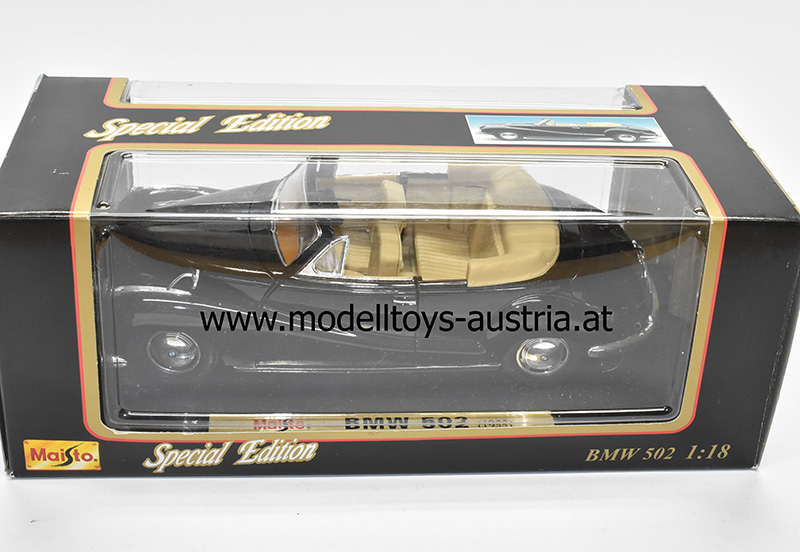 BMW 502 Cabrio Barockengel V8 1952 - 1964 schwarz 1:18 Maisto