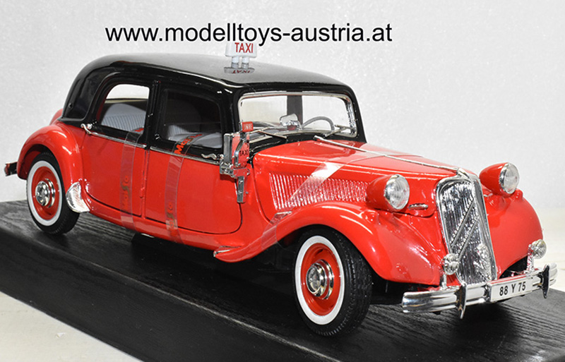 Citroen Traction Avant 15 CV 6 Zylinder 1952 TAXI rot / schwarz 1:18