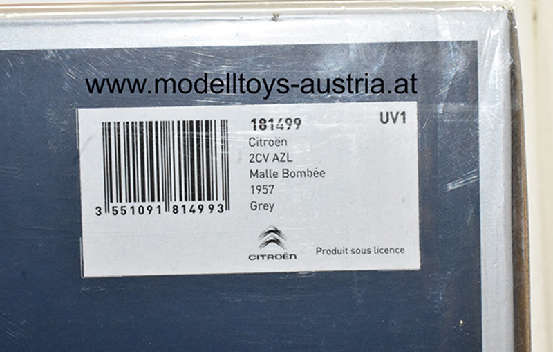 Citroen 2CV 2 CV AZL Malle Bombee 1957 grau 1:18