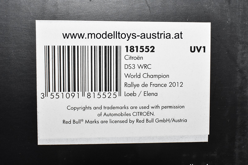 Citroen DS3 WRC 2012 Rally Frankreich Loeb / Elena Weltmeister 1:18