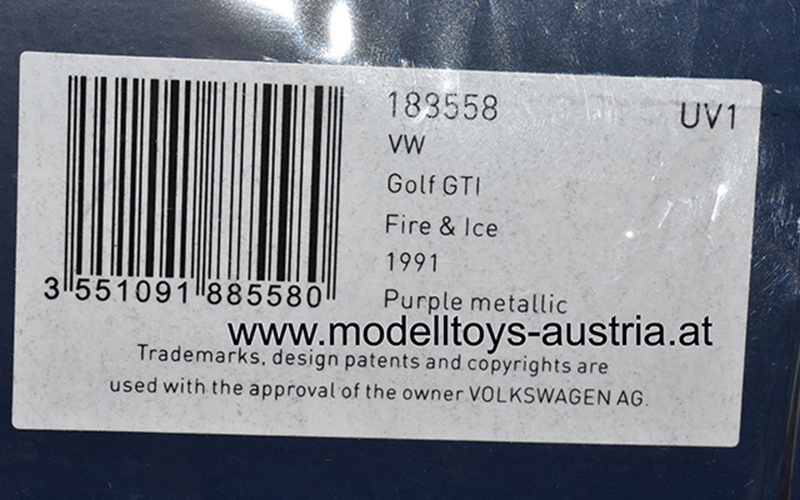 VW Golf II Golf 2 Limousine GTI Fire und Ice 1991 purple metallik 1:18