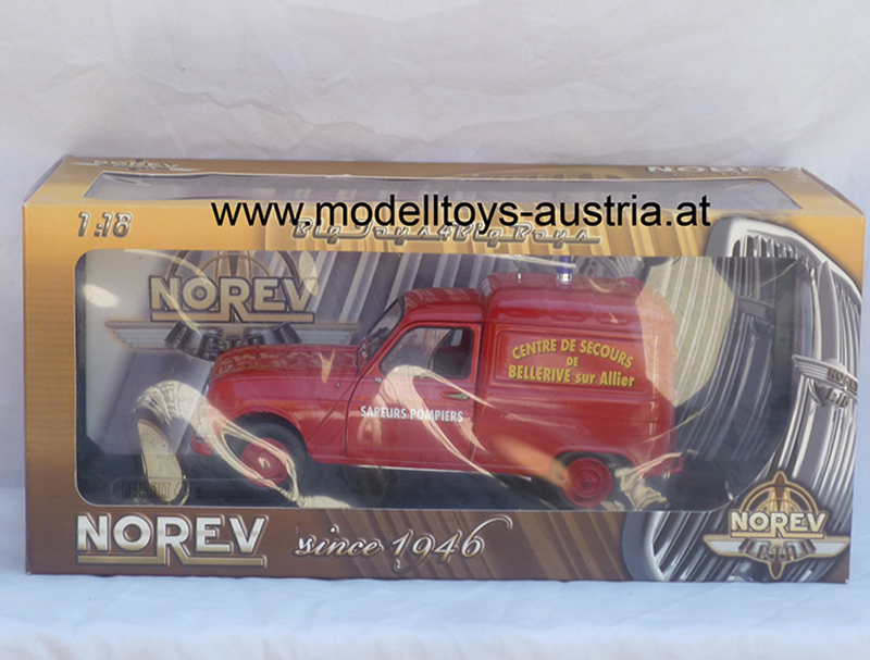 Renault 4 F4 Fourgonette 1965 POMPIERS Feuerwehr 1:18