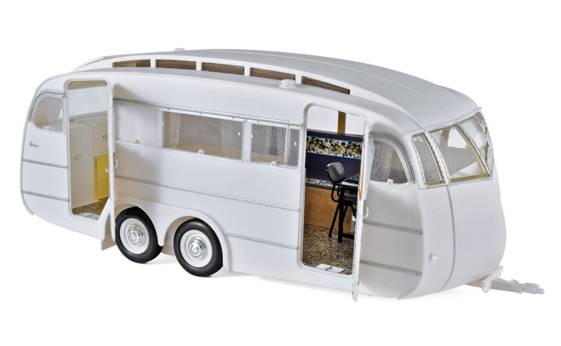 Wohnwagen Caravan Autoanhänger Camping Anhänger 1955 weiss 1:18