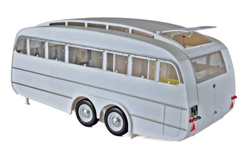 Wohnwagen Caravan Autoanhänger Camping Anhänger 1955 weiss 1:18