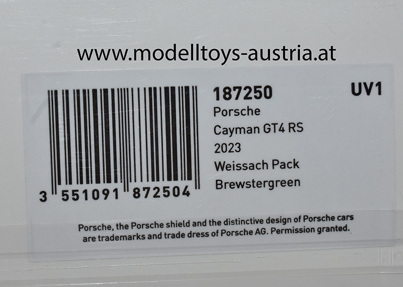 Porsche 718 Cayman 982 GT4 RS 2023 Weissach Pack grün 1:18