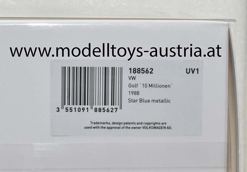 VW Golf II Golf 2 Limousine 1988 10 Millionen blau metallik 1:18
