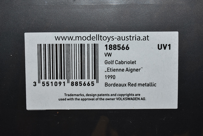 VW Golf I Golf 1 Cabrio Etienne Aigner 1990 bordeaux rot metallik 1:18