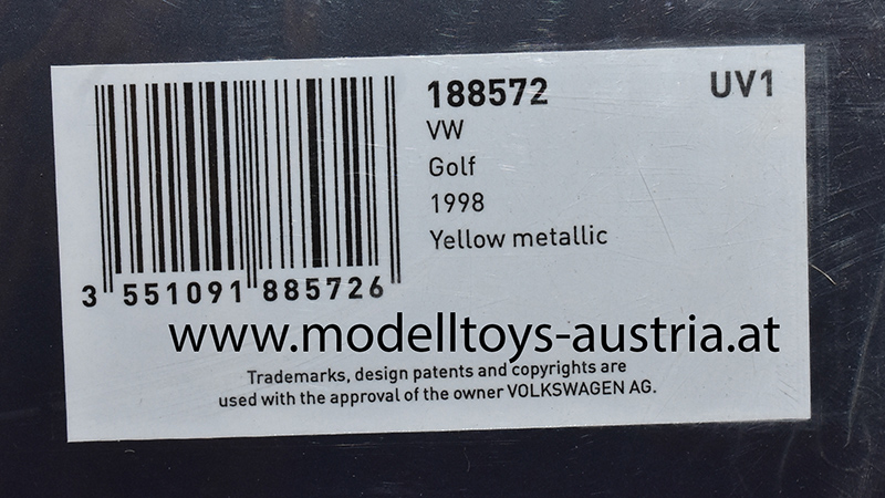 VW Golf IV Golf 4 Limousine GTI 1998 gelb metallik 1:18 Sondermodell
