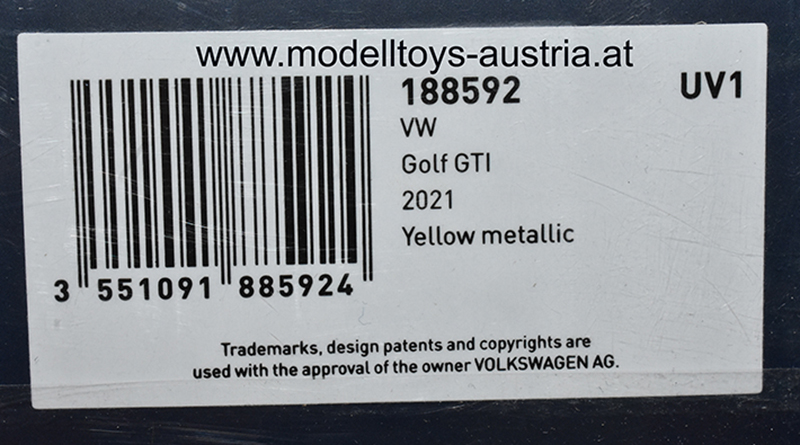 VW Golf VIII Golf 8 Limousine GTI 2021 gelb metallik 1:18