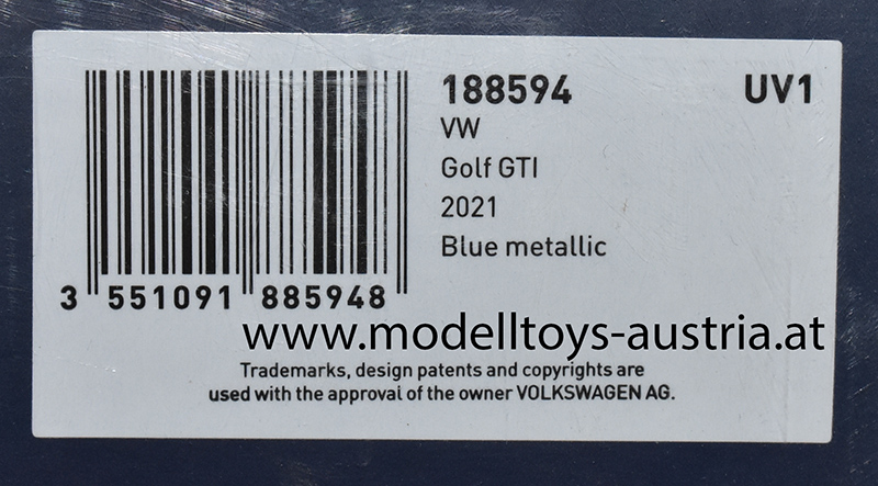 VW Golf VIII Golf 8 Limousine GTI 2021 blau metallik 1:18