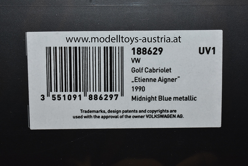 VW Golf I Golf 1 Cabrio Etienne Aigner 1990 mitternacht blau metallik 1:18