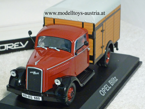 Opel Blitz 1949 Viehtransporter rot / schwarz 1:43