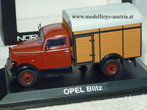 Opel Blitz 1949 Viehtransporter rot / schwarz 1:43