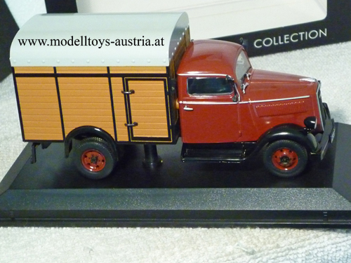 Opel Blitz 1949 Viehtransporter rot / schwarz 1:43