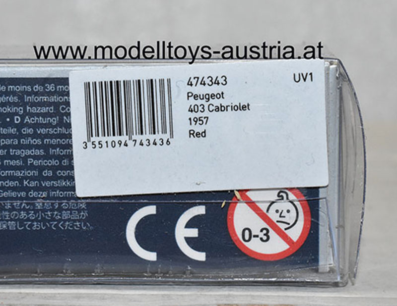 Peugeot 403 Cabrio 1957 dunkel rot 1:87 HO