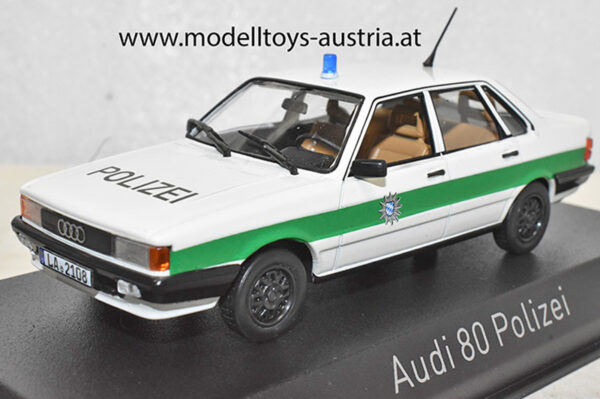 Audi 80 Limousine POLIZEI 1979 weiss / grün 1:43