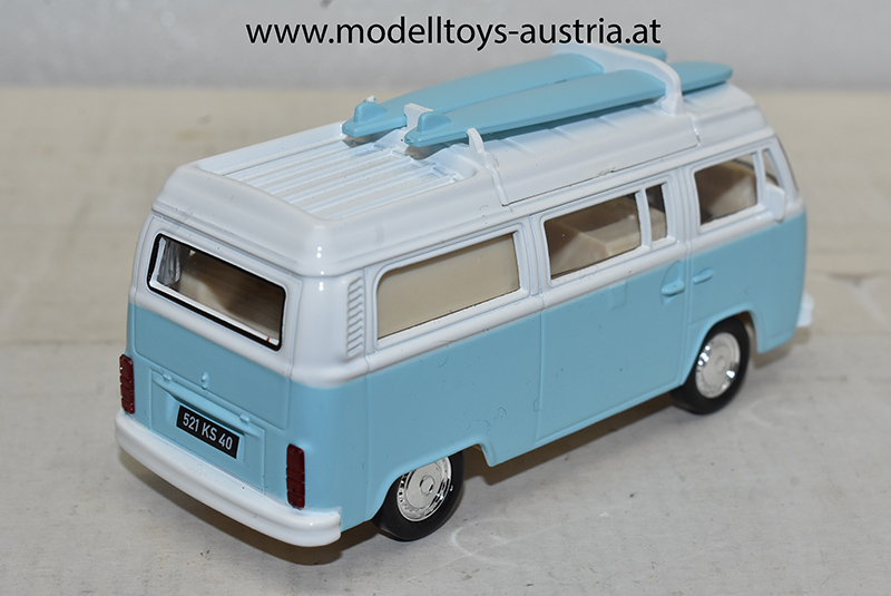 VW T2 Bus Transporter blau / weiss 1:43