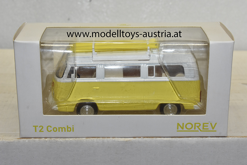 VW T2 Bus Transporter hellgelb / weiss 1:43