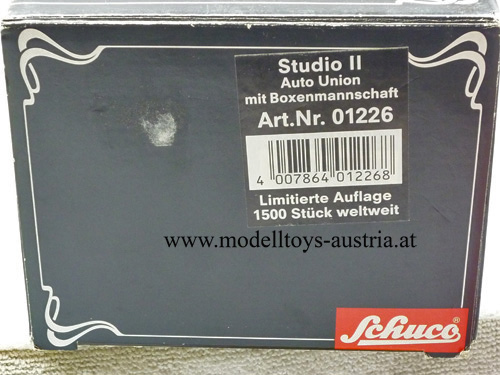 Auto Union Studio II mit Boxenmannschaft und UHRWERK Aufzug Aufziehmotor 1:24 Schuco CLASSIC