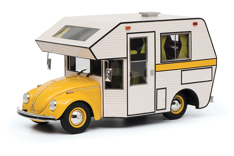 VW Käfer Minihome Motorhome Camper Caravano Campingbus 1977 gelb / weiss 1:18