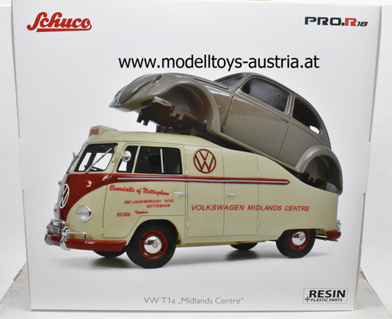 VW T1a Midlands Centre mit Brezelkäfer Karosserie 1:18