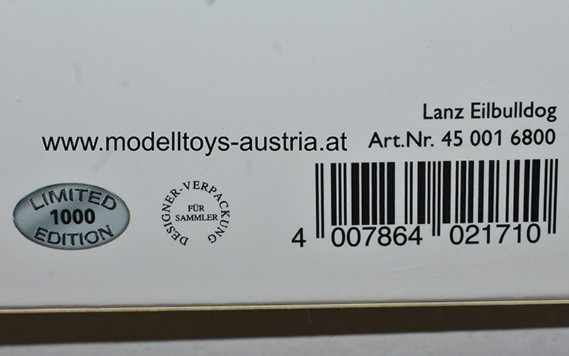 Lanz Bulldog EILBULLDOG Traktor 1937 weiss / blau 1:18