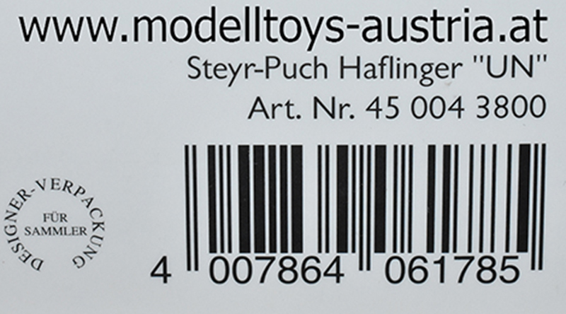 Steyr Puch Haflinger 700 AP geschlossen UN Rotes Kreuz weiss 1:18 Schuco