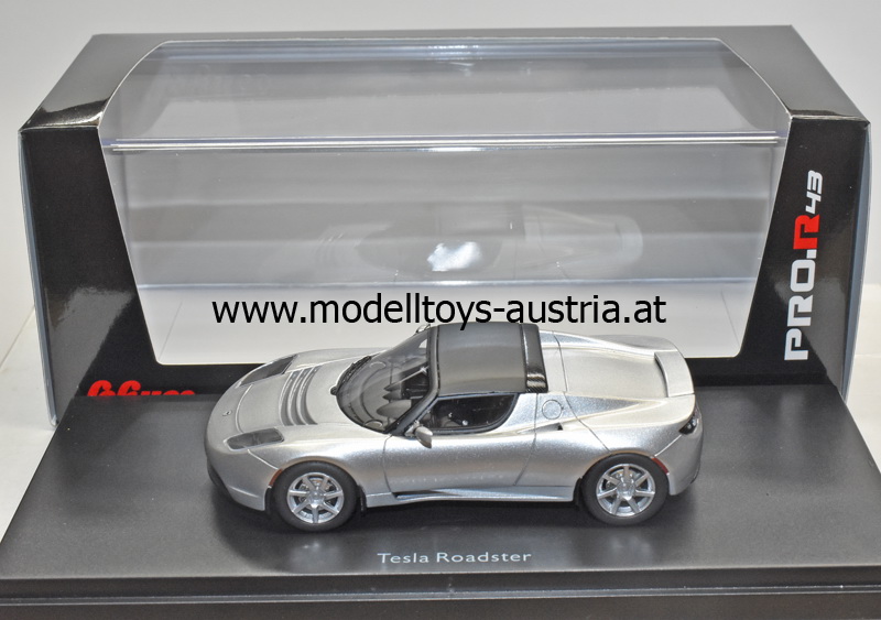 Tesla Roadster Targa Elektroauto 2008 - 2012 silber metallik 1:43