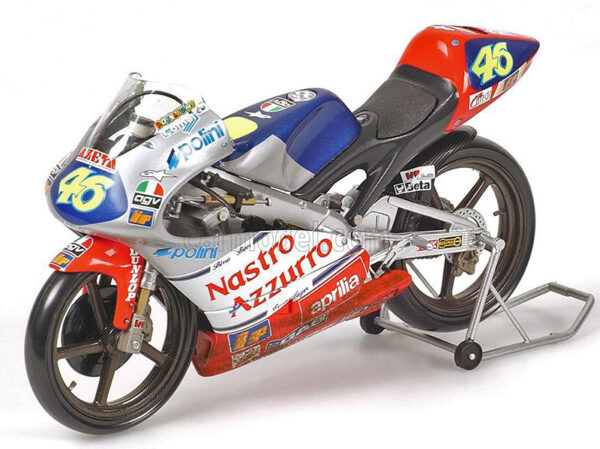 Aprilia 125 ccm 1997 Valentino ROSSI Weltmeister TEAM Nastro Azzuro DIRTY VERSION 1:12