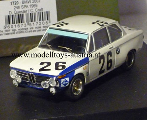 BMW 2002 1969 Spa 24 Stunden Rennen Dieter QUESTER / Chris CRAFT 1:43