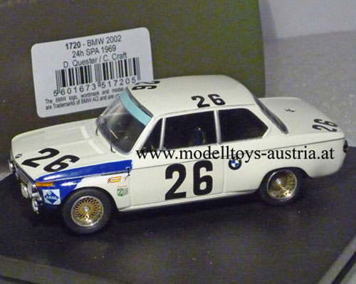 BMW 2002 1969 Spa 24 Stunden Rennen Dieter QUESTER / Chris CRAFT 1:43