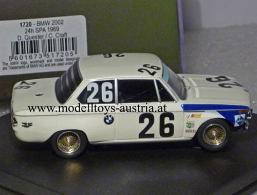 BMW 2002 1969 Spa 24 Stunden Rennen Dieter QUESTER / Chris CRAFT 1:43