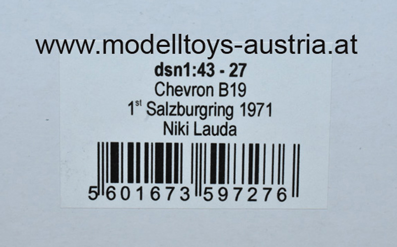 Chevron B19 1971 Niki LAUDA Sieger Tauernpokal Salzburgring 1:43