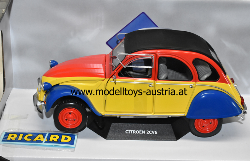 Citroen 2CV 6 1985 RICARD blau / gelb / rot 1:18