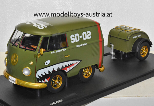 VW T1 Transporter Kool Kombi Army Fighter 2023 grün 1:18