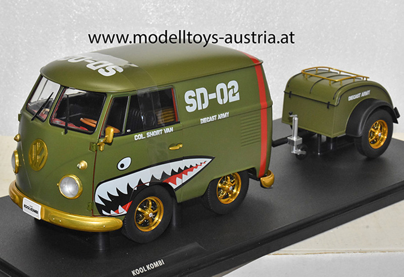 VW T1 Transporter Kool Kombi Army Fighter 2023 grün 1:18