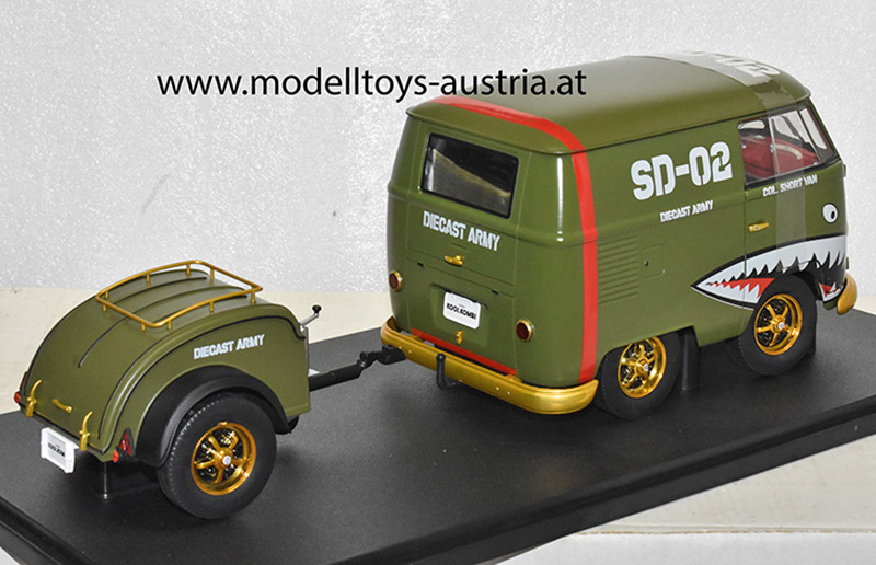 VW T1 Transporter Kool Kombi Army Fighter 2023 grün 1:18