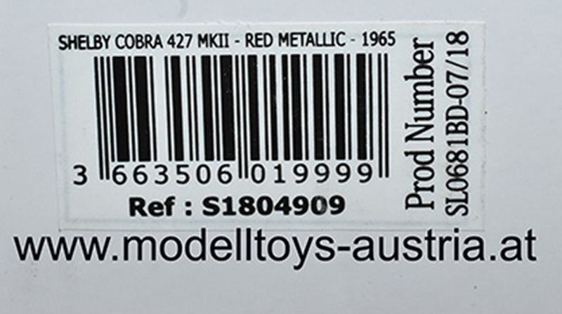 Shelby Cobra 427 1965 rot metallik 1:18