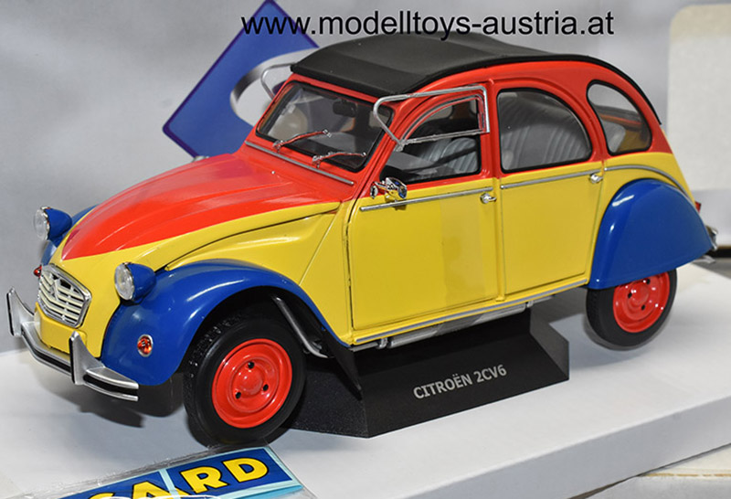 Citroen 2CV 6 1985 RICARD blau / gelb / rot 1:18
