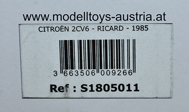 Citroen 2CV 6 1985 RICARD blau / gelb / rot 1:18