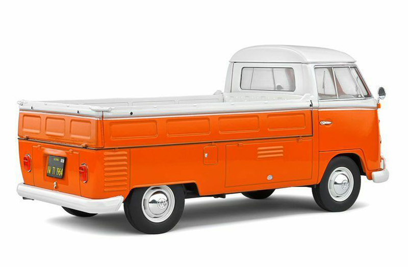 VW T1 Pritschenwagen Transporter Bulli Pick up 1950 mit Surfbrett orange 1:18