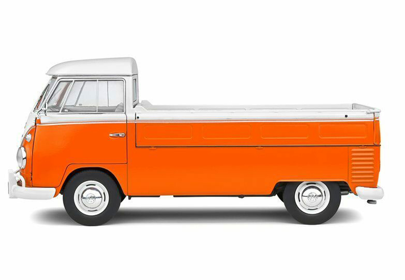 VW T1 Pritschenwagen Transporter Bulli Pick up 1950 mit Surfbrett orange 1:18