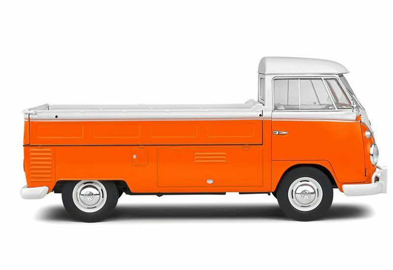VW T1 Pritschenwagen Transporter Bulli Pick up 1950 mit Surfbrett orange 1:18
